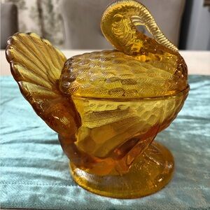 Golden Glass Turkey Sculpture